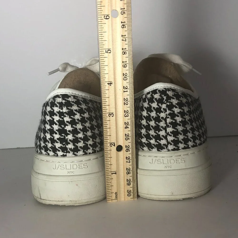 J/SLIDES NYC Nate Sneakers Women's Size 8.5 Black Houndstooth Platform Shoes